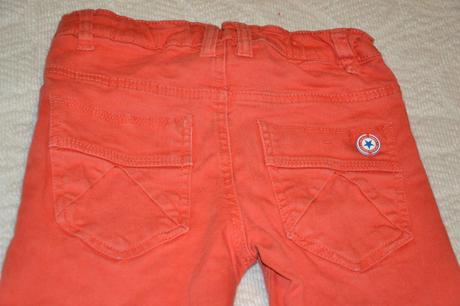 Nádherné cerveno-oranžové rifle unisex na 5-8r., reserved,122