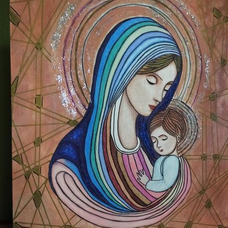 Obraz panny márie a malého ježiška.,