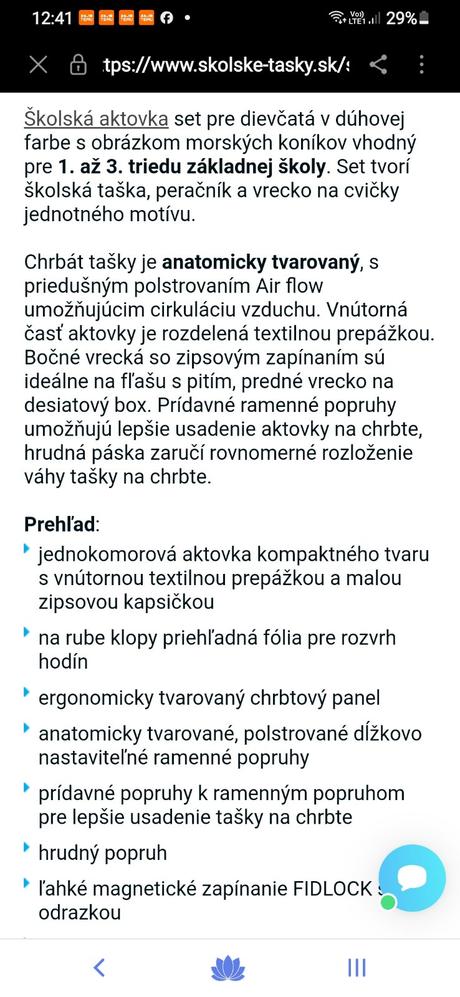 Školská anatomická taška stil coral set+kufrík, 