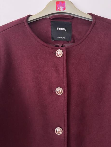 Bordovy kabatik sinsay, sinsay,40