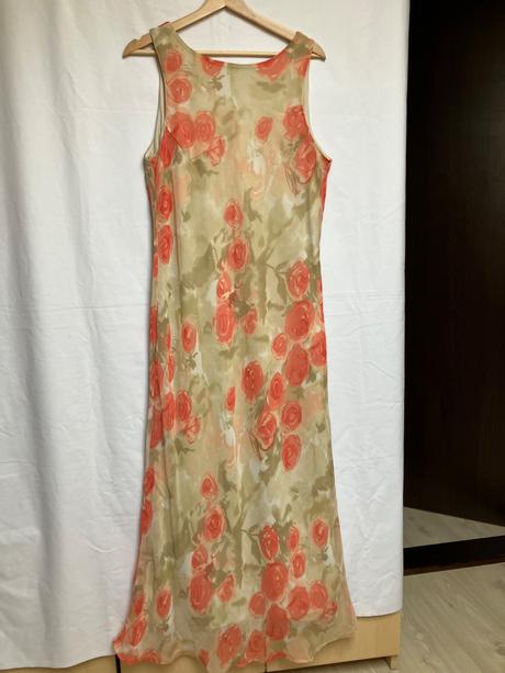 Dámske kvetované dlhé letné šaty na ramienka, l