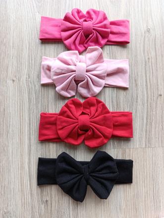 Set - 4 dievčenské čelenky s veľkou mašľou, 