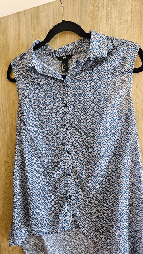 H&m ľahká letná modrá blúzka bez rukávov, veľ. 38, h&m,m
