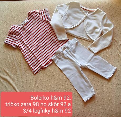 Tričko, 3/4 legínky a bolerko, všetko sedí na 92, h&m,92