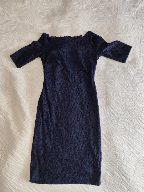 Tmavomodré čipkované šaty, orsay,36