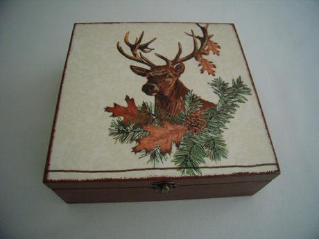 Drevená krabička - motív poľovnícky,