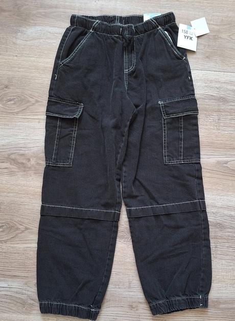 Nové chlapčenské voľné/baggy čierne rifle 158, kik,158