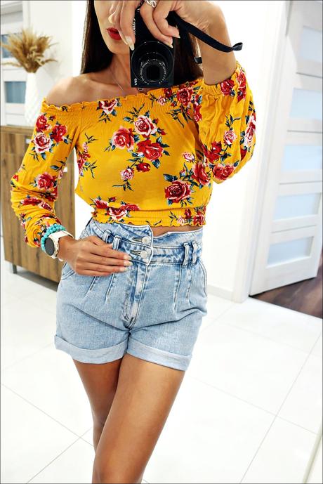 Kvetinový crop top, h&m,xs