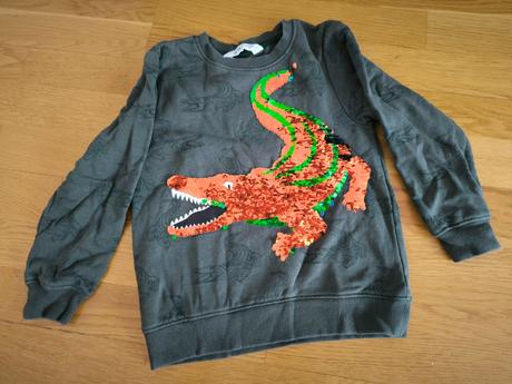 Premieňacia mikina h&m s flitrami krokodil, h&m,110