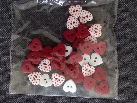 Gombíky srdiečka sada, 