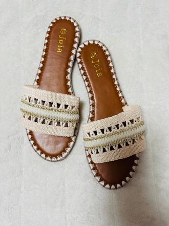 Béžové pletené šľapky, 39 / 40