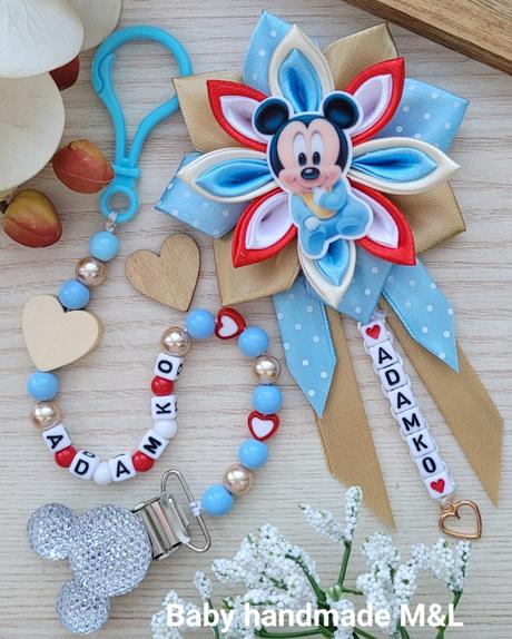 Šnúrka na cumlik a mašla na kočík disney,