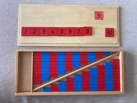 Montessori číselné, červenomodré tyče 25cm, 