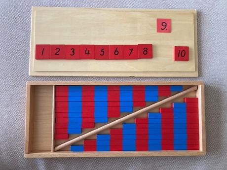 Montessori číselné, červenomodré tyče 25cm, 