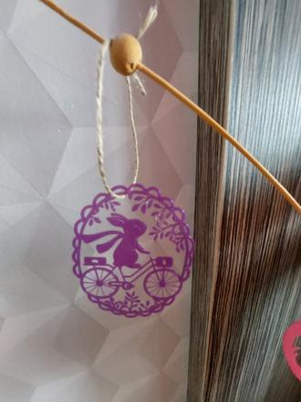 Veľkonočná ozdoba zajačik na bicykli,