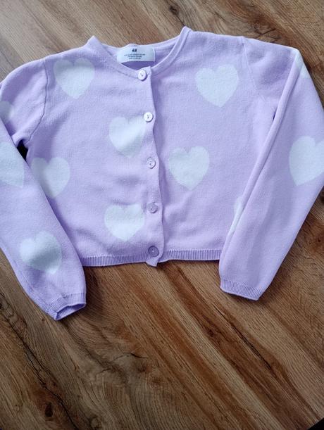 H&m svetrík/bolero so srdiečkami 122/128, h&m,122