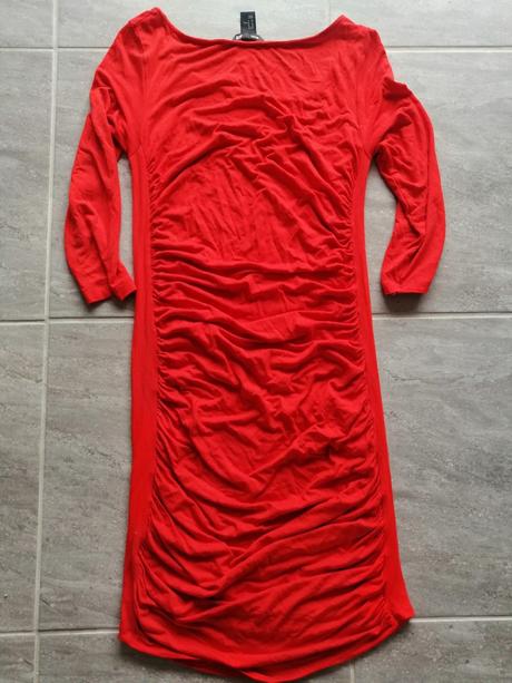 Červené šaty ham z viskóz. úpletu,v158-164,s-m, h&m,158