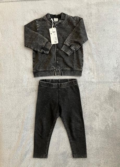 Súprava bunda a legíny s imitáciou rifloviny veľ.8, lindex,86