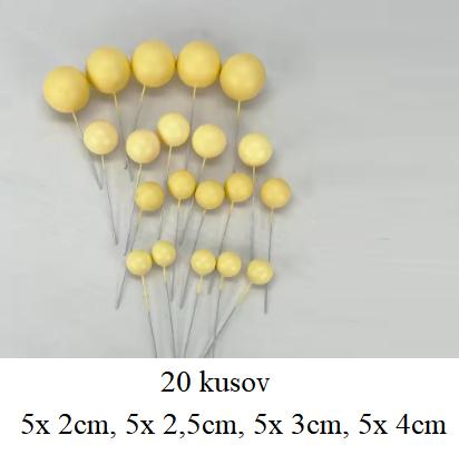 Tortový zápich guličky bledo žlté (20ks) - skladom,