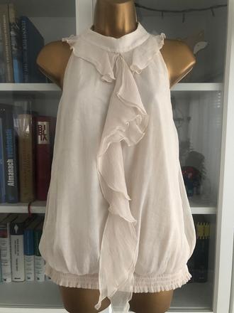 Krémový šifonovy top bez rukávov, 38