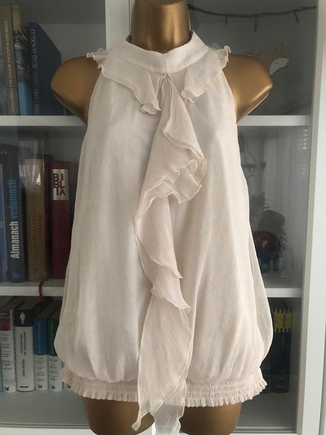 Krémový šifonovy top bez rukávov, 38