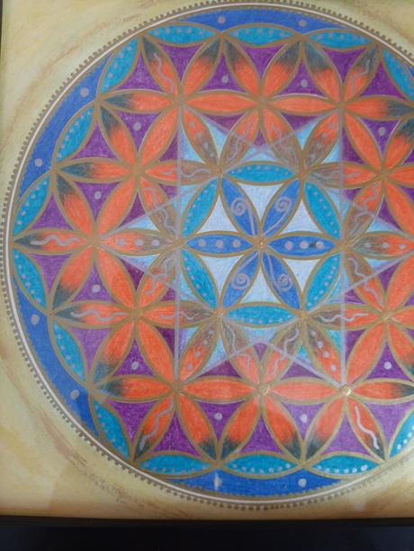 Mandala kvet života v rámčeku, 