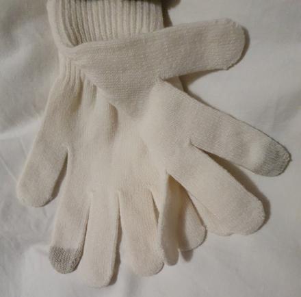 Bezove trblietave a kremove rukavice, 