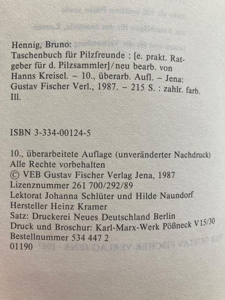 Taschenbuch für pilzfreunde (1987),
