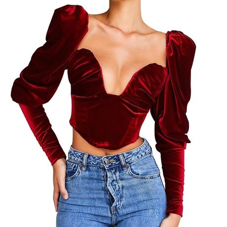 Zamatovy crop top, m