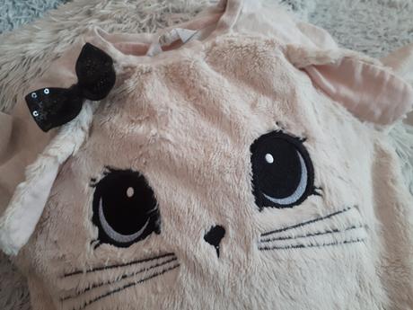 Nádherná huňatá mikinka s mačičkou a uškami, h&m,116