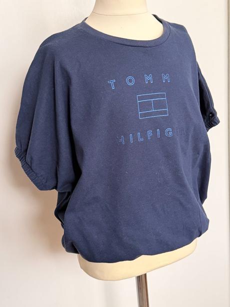 Tommy hilfiger dievčenské tmavomodré tričko s puf, tommy hilfiger,152