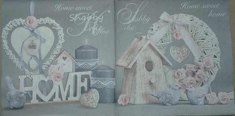 Servítka shabby chic vtáčia búdka 4ks (s336), 