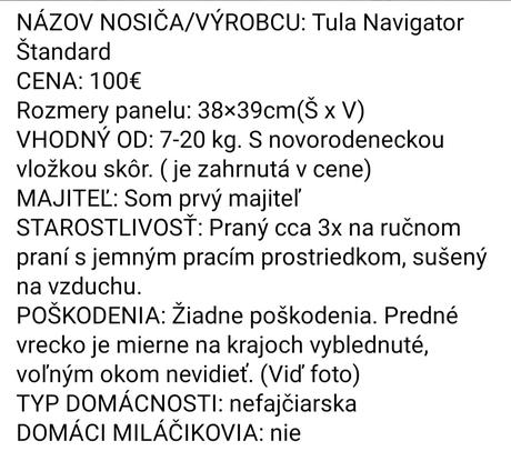 Ergonomický nosič tula standard, tula