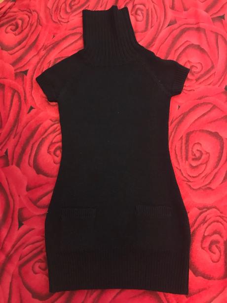 Čierne hrubé rolákové pletené šaty, terranova,m