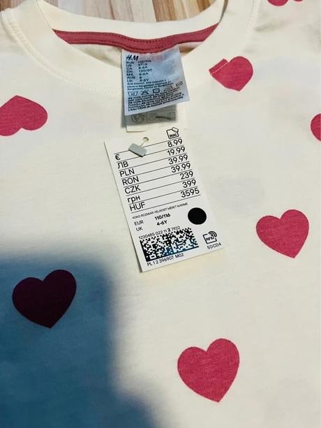 110/116 zn.h&m nové bavlnené pyžamko so srdiečkami, h&m,110 / 116