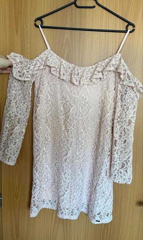 Ružové letné šaty s čipkou, mohito,s