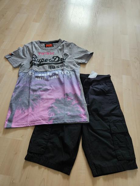 Nenosené kraťasy + 2 tričká, h&m,170
