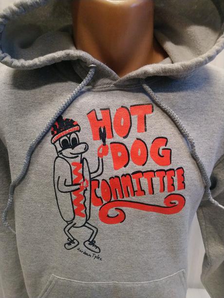 Sivá mikina klokanka s motívom vpredu a vzadu best, s