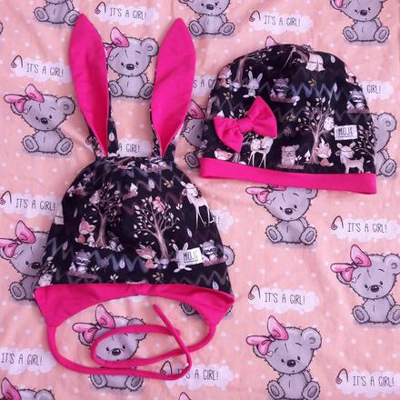 Jarné čiapky lesné zvieratká 54, 56, 56