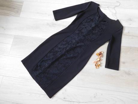 Čierne dámske šaty s čipkou stredom, pružné-36, 36