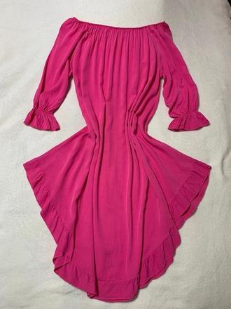 Voľné letné šaty cyklámenovej farby, 