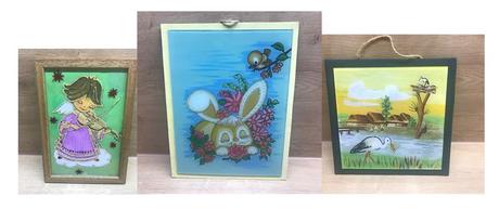 Obrazky, ručne maľované na skle,