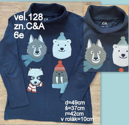 Chlapčenský rolák so zvieratkami veĺ.128, zn.c&a, c&a,128