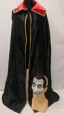 2-dielny kostým upír, plášť golierom a maska upíra, 