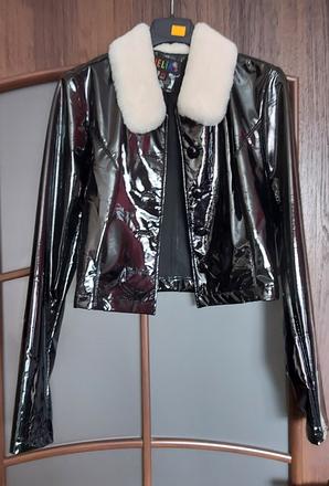 Crop bunda vinylová, s