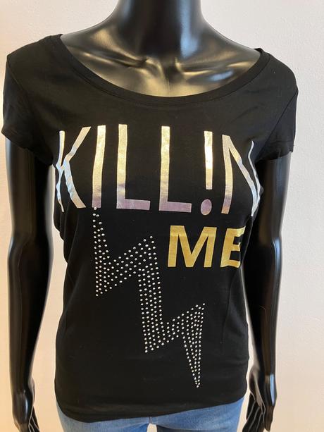 Dámske tričko s kamienkami čierne melrose (36), s