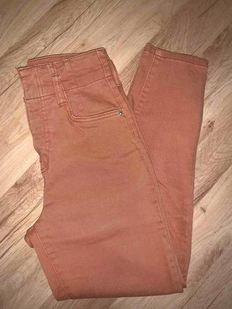 Škoricové rifle vysoký pás, bershka,34