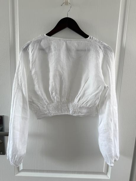 Biela ľanová blúzka zara crop top, zara,l