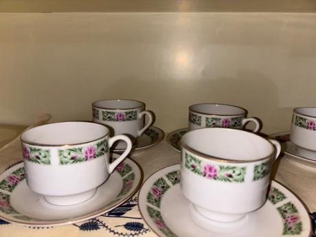 Retro kávová súprava z čínskeho porcelánu (6+6),