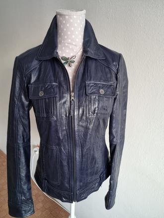 Tmavomodrá kožená bunda tom tailor veľ. 38, tom tailor,38